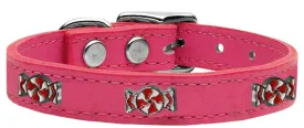 Peppermint Widget Genuine Leather Dog Collar Pink 12