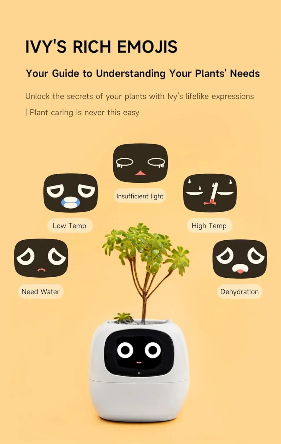 Plantagotchi AI Plant Pot with Expression - Smart Planter Robot Guidance on Plant Companion with Rich Gesture Interaction, Desk Setup Gift (Pink)