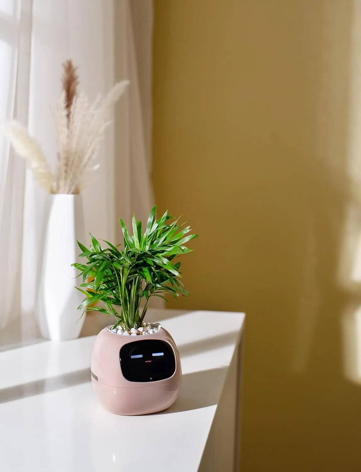 Plantagotchi AI Plant Pot with Expression - Smart Planter Robot Guidance on Plant Companion with Rich Gesture Interaction, Desk Setup Gift (Pink)