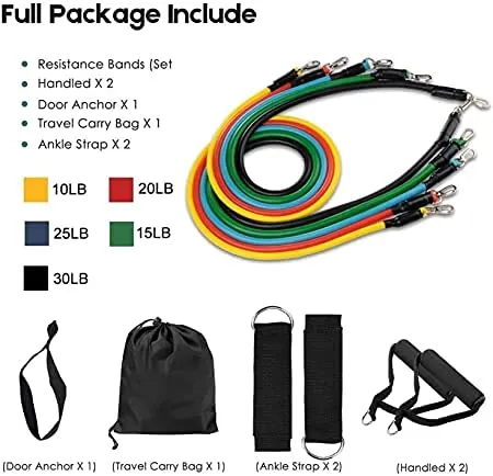 QUXIS Resistance Exercise Bands with Door Anchor, Handles, Waterproof Carry Bag, Legs Ankle Straps for Resistance Training, Physical Therapy, Home Workouts, Resistance Band.