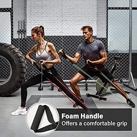 QUXIS Resistance Exercise Bands with Door Anchor, Handles, Waterproof Carry Bag, Legs Ankle Straps for Resistance Training, Physical Therapy, Home Workouts, Resistance Band.