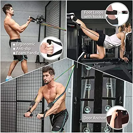 QUXIS Resistance Exercise Bands with Door Anchor, Handles, Waterproof Carry Bag, Legs Ankle Straps for Resistance Training, Physical Therapy, Home Workouts, Resistance Band.
