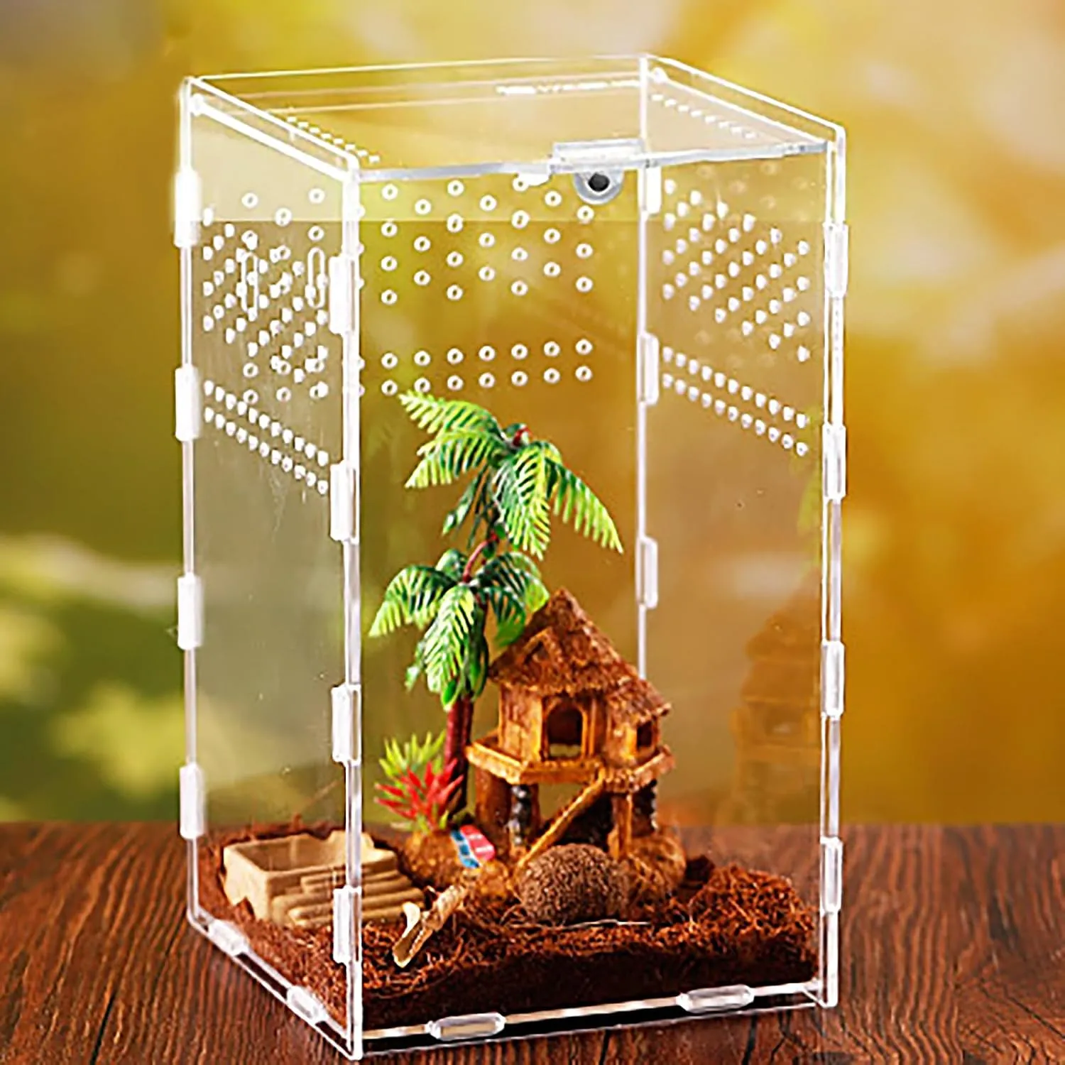 Reptile Terrariums Tank, Reptile Tank, Tarantula Enclosure, Chameleon cage, Amphibians Habitat Cages for Small Reptiles, Geckos, Snakes, Lizards, Turtles(Acrylic-4.7 * 4.7 * 8 inchs)