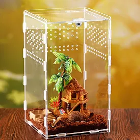 Reptile Terrariums Tank, Reptile Tank, Tarantula Enclosure, Chameleon cage, Amphibians Habitat Cages for Small Reptiles, Geckos, Snakes, Lizards, Turtles(Acrylic-4.7 * 4.7 * 8 inchs)