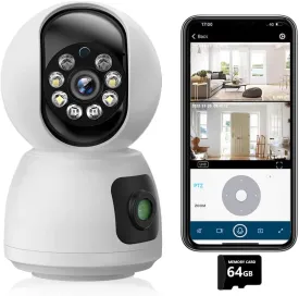 SECUEYE APP 4MP Dual Lens Camera 2K WiFi Pan/Tilt/Zoom Auto Tracking Human Detection Color Night Indoor Security 2-Way Audio 24/7 Recording (C22A-64GB)