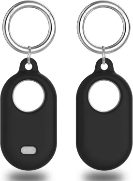 Smart Tag 2 Case Compatible with Samsung Smarttag2, Silicone Protective Cover for Samsung Galaxy Smart Tag 2 with Keychain, Anti-Lost GPS Tracker Holder for Keys,Pets,Luggage(2 Pack, Black)