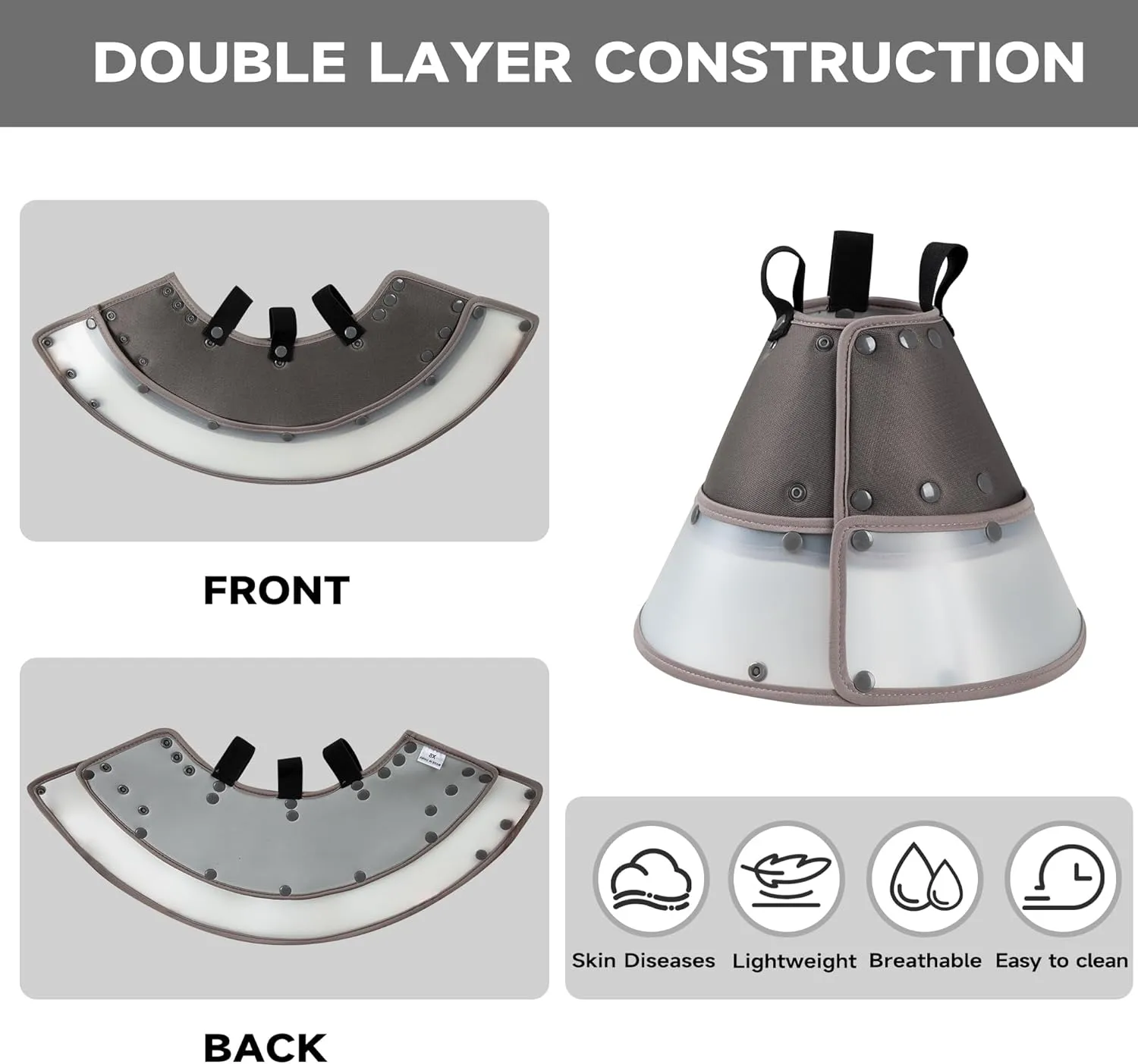 Soft Dog Cone Collar After Surgery,Clear Padded Collar,E-Collars for Dogs to Prevent Licking Wound, Adjustable Dog Recovery Collar for Large Medium Small Dog,Elizabethan Collar XL