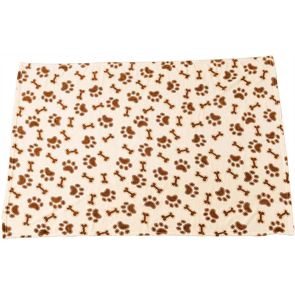 Spot Snuggler Bones/Paws Print Blanket Cream 1ea/40 In X 60 in