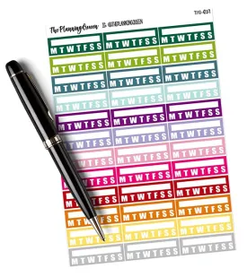 TPQ-039 Weekly habit stickers, Sidebar Habit Tracker Stickers, Function Label Planner Stickers, Teacher Planners and Home School, Habit Trackers for Chore Tracking and Medication Reminders, 36 Stickers