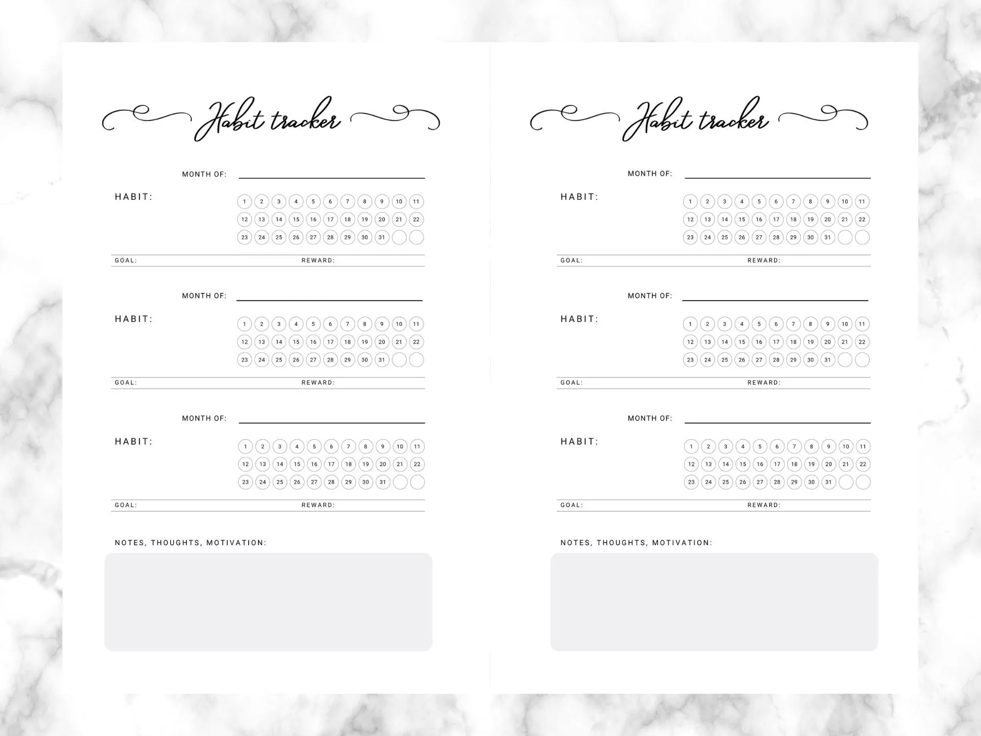 Undated Minimalist Yearly Planner