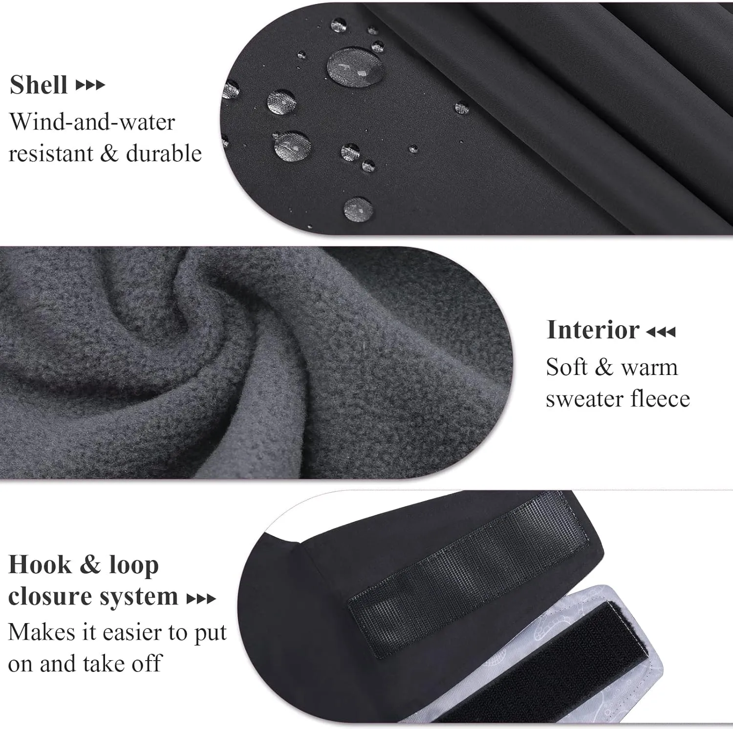 VIVAGLORY 3-in-1 Dog Coats - Lined with Fleece, Reflective Water-Resistant Cold Weather Dog Coats, Wind Breaker, Warm Sweater with Leash Portal