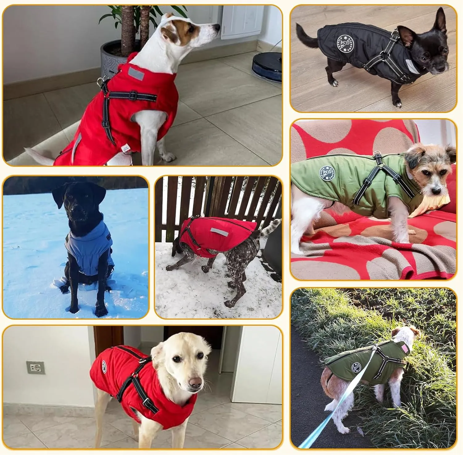 Warm Dog Jacket - Fleece Winter Coat with Built-in Harness, Reflective Stripes, Waterproof Vest for Small to Large Dogs - Navy XL